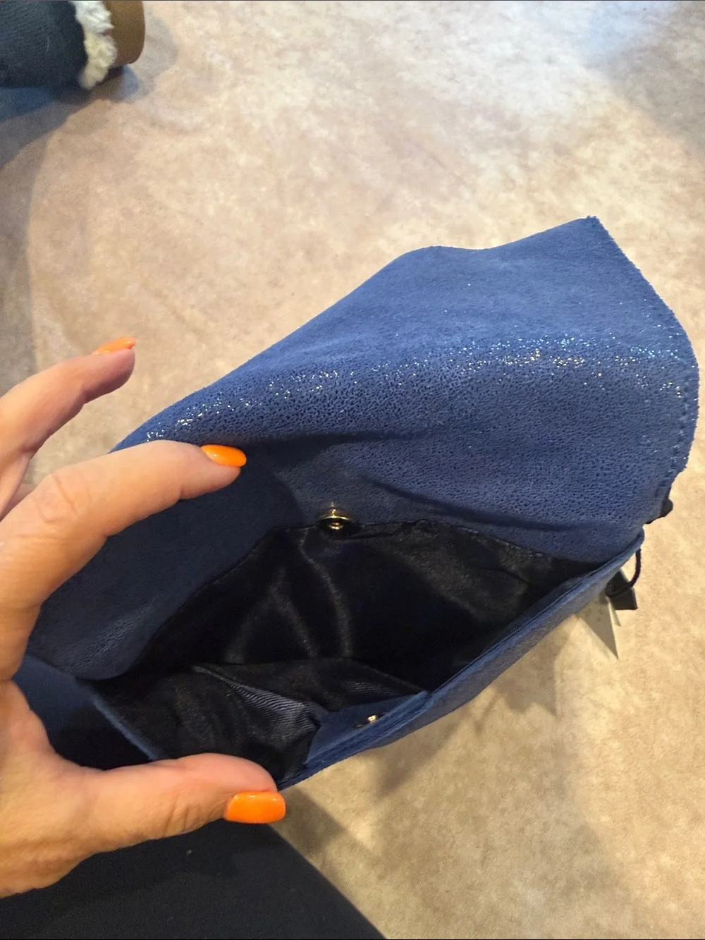 Moda Luxe Shimmery Navy Blue Fold-Over Crossbody